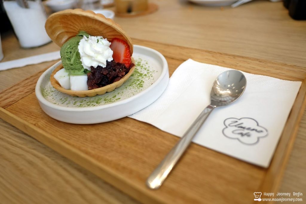 Umeno Cafe_Monaka Wafer with Matcha Ice-cream _Mineoka Pudding