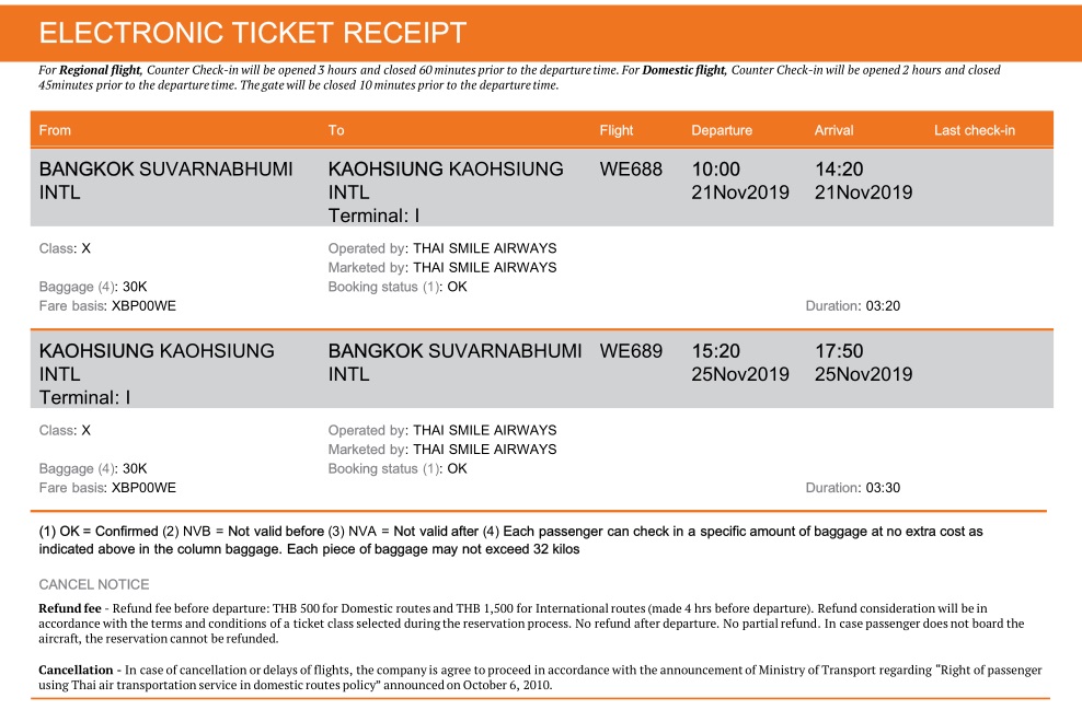 Route Time Thai Smile