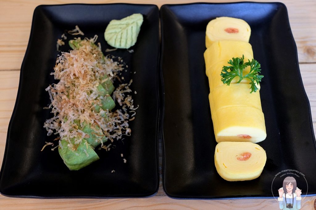 Avocado Asazuke (150 บาท) Mentaiko Dashimaki (100 บาท)